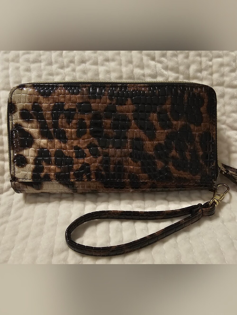 Source Unknown Leopard Print Wristlet Clutch - Brown/Black/Cream - Picture 2 of 5